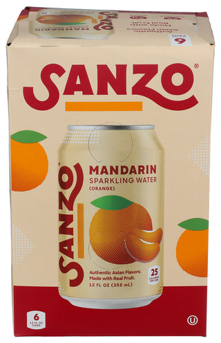 Sanzo Water Sprkl Mandarin 6pk - Centre - Front