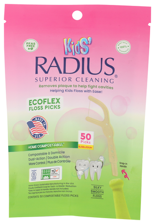 Radius Floss Picks Kids Bblgum - No Plunge - Front