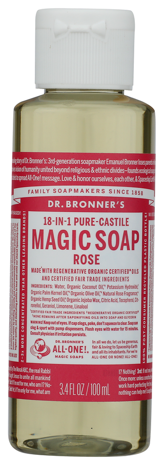 Dr Bronner Soap Liq Cstle Rose - No Plunge - Front