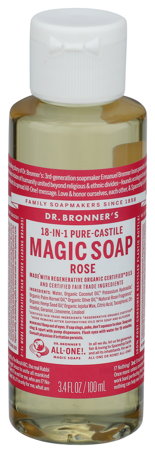 Dr Bronner Soap Liq Cstle Rose - Centre - Front
