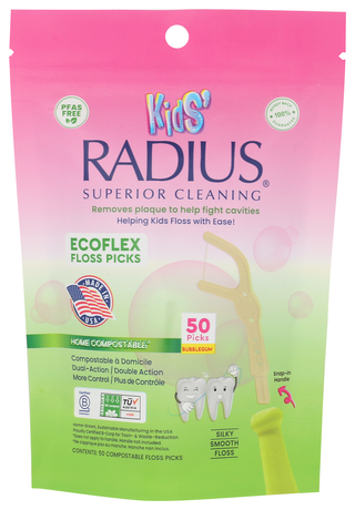 Radius Floss Picks Kids Bblgum - Centre - Front