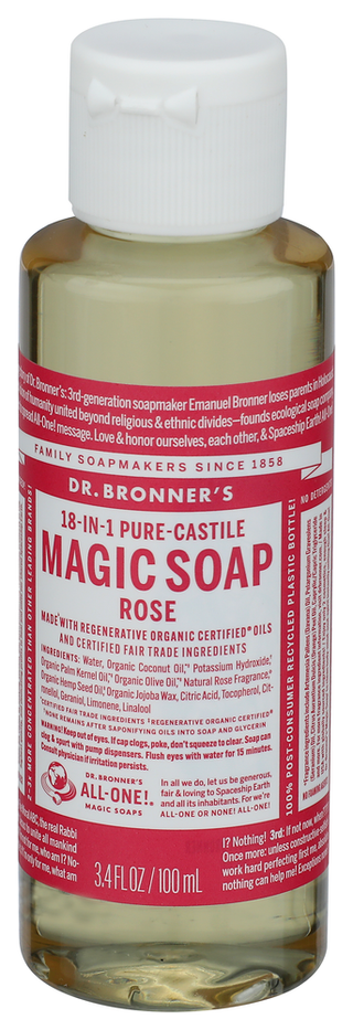 Dr Bronner Soap Liq Cstle Rose - Right - Front