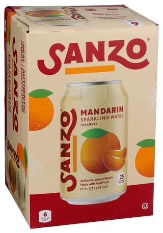 Sanzo Water Sprkl Mandarin 6pk - Left - Front
