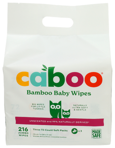 CABOO NATURAL ALOE SCENT TREE FREE BABY WIPES VALUE PACK, 216 COUNT  - Centre - Front