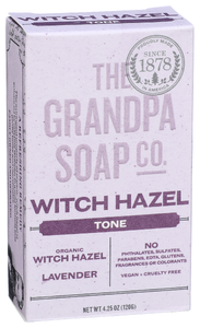 THE GRANDPA SOAP CO. WITCH HAZEL FACE AND BODY BAR SOAP, 4.25 OZ. BAR - Left - Front