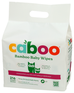 CABOO NATURAL ALOE SCENT TREE FREE BABY WIPES VALUE PACK, 216 COUNT  - Right - Front