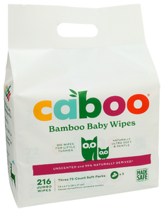 CABOO NATURAL ALOE SCENT TREE FREE BABY WIPES VALUE PACK, 216 COUNT  - Left - Front