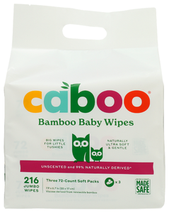 CABOO NATURAL ALOE SCENT TREE FREE BABY WIPES VALUE PACK, 216 COUNT  - No Plunge - Front