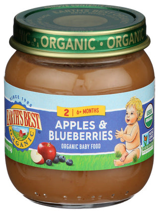 Earths Best Strained Apple Bluebry Org