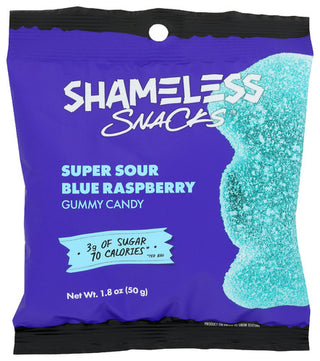 Shameless Snacks Gummy Sour Blue Raspbry