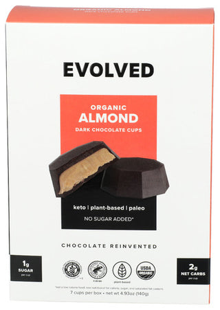 Evolved Chocolate Cups Choc Keto Almond Btr