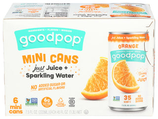 Goodpops Water Sprk Orange 6pk