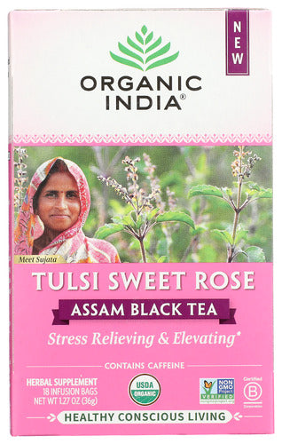 Organic India Tea Blk Asm Tlsi Swt Rse