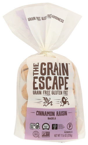The Grain Escape Bagel Cinnmn Raisin 4pk