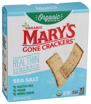 Marys Gone Crackers Cracker Thin Sea Salt - Left - Front