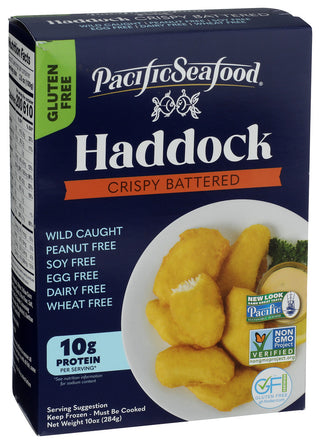 Pacific Seafood Brand Haddock Battered - Left - Front