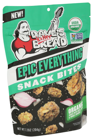 DAVE'S KILLER BREAD EPIC EVERYTHING CRUNCHY SNACK BITES, EVERYTHING FLAVOR ORGANIC SNACKS, 7.2 OZ - Left - Front