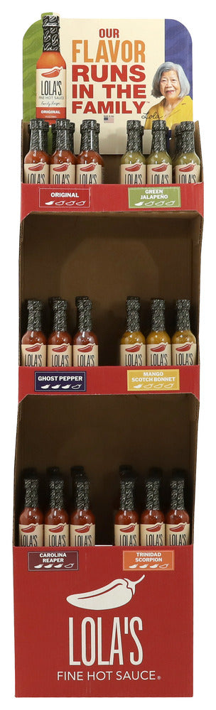 Lolas Fine Hot Sauce Sauce Hot 6var 72pc - No Plunge - Front