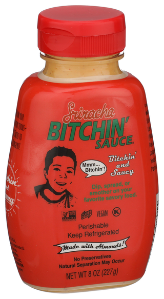Bitchin' Sauce Sriracha Squeeze Bottle, 8oz - Left - Front