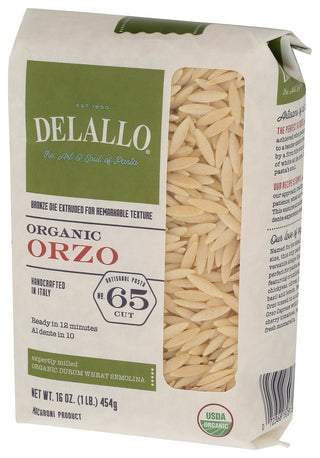 Delallo Pasta Orzo 65 Org - Right - Front