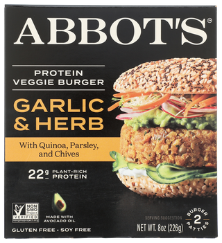 Abbots Butcher Burger Veggie Grlic Herb - No Plunge - Front