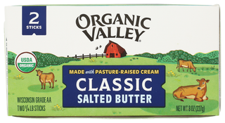 Organic Valley Salted Organic Butter, 8 oz - No Plunge - Front
