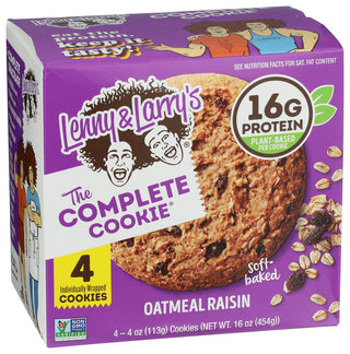 Lenny & Larrys Cookie Oat Raisn 4ct Box - Left - Front