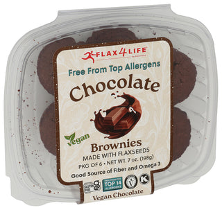 Flax4life Brownie Choc Vegan 6pc - Left - Front