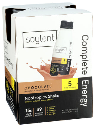 Soylent Nootropic Shake Choc 4pk - Left - Front