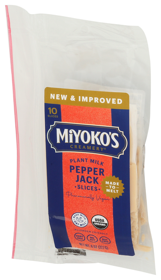 Miyokos Creamery Cheese Slices Peppr Jack - Right - Front