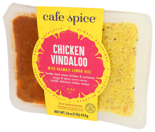 CAFE SPICE CHICKEN VINDALOO WITH LEMON RICE ENTREE, 16 OZ. - Right - Front