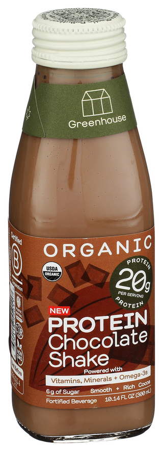 Greenhouse Protein Shake Choc Org - Left - Front
