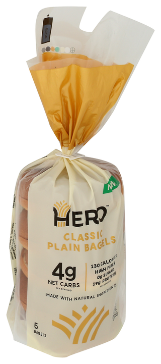 Hero Bread Bagel Plain Classic 5pc - Left - Front
