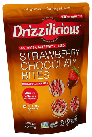 Drizzilicious Rice Cake Mini Strwbchoc - Left - Front