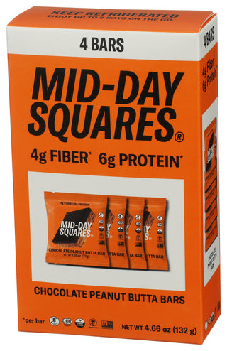 Mid Day Squares Bar Peanut Butter 4pk - Right - Front