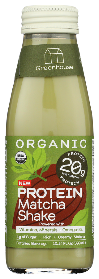 Greenhouse Protein Shake Matcha Org - No Plunge - Front
