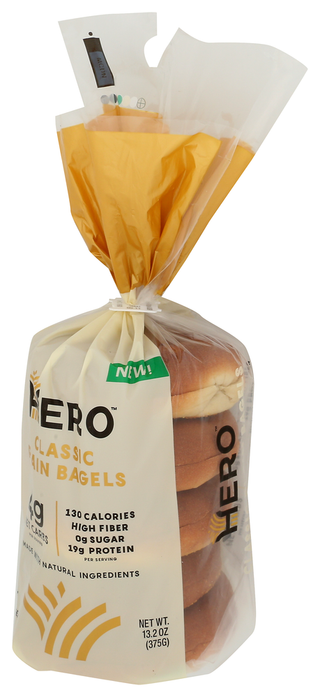 Hero Bread Bagel Plain Classic 5pc - Right - Front