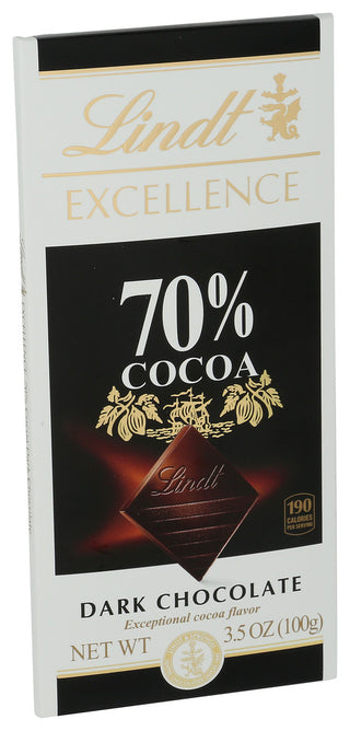 Lindt Choc Bar Exc 70% Cocoa - Left - Front