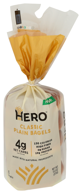 Hero Bread Bagel Plain Classic 5pc - Centre - Front