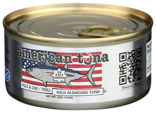AMERICAN TUNA WILD ALBACORE TUNA WITH NO SALT ADDED, 6 OZ. - Right - Front