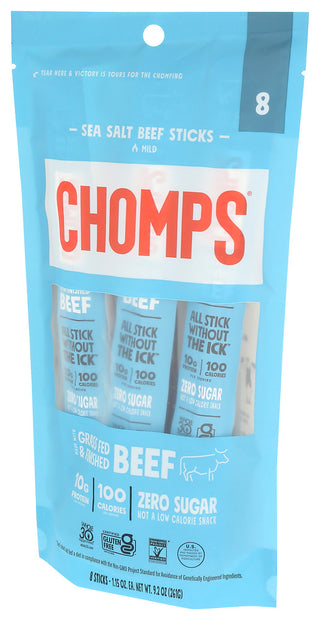 Chomps Beef Stick Seasalt 8pc - Right - Front