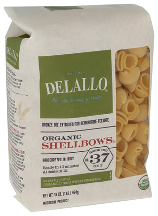 Delallo Pasta Shellbow 37 Org - Left - Front