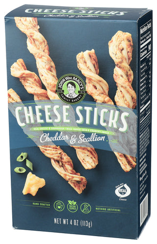 JOHN WM. MACY'S CHEDDAR & SCALLION CHEESESTICKS CHEESE & SOURDOUGH TWISTS, 4 OZ. - Right - Front