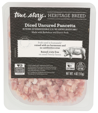 True Story Pancetta Uncured Diced - Centre - Front