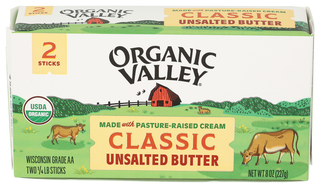 Organic Valley Unsalted Organic Butter, 8 oz - Centre - Front
