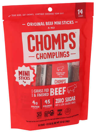Chomps Chomplings Beef 14pk - Left - Front