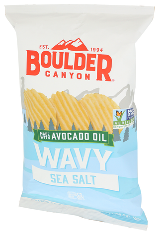 Boulder Canyon Chips Wavy Sea Salt - Right - Front