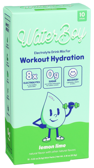 Waterboy Workout Lemon Lime 10pkt - Left - Front