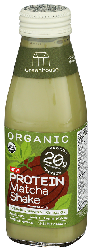 Greenhouse Protein Shake Matcha Org - Right - Front