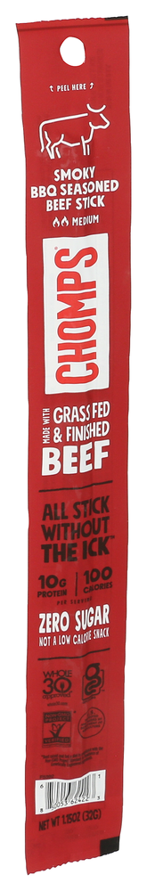 Chomps Sticks Beef Smoky Bbq - Left - Front